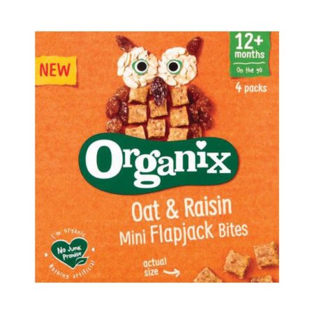 Organix Oat and Raisin Mini Flapjack Bites Toddler Snack 12 Months+ 4x15g
